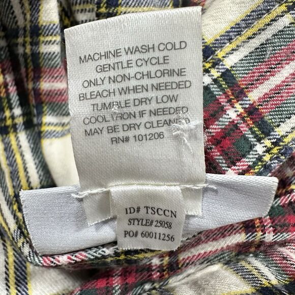 Soft Surroundings Plaid Ruffle Tunic Top Large 100% Cotton Button Front - Picture 6 of 13